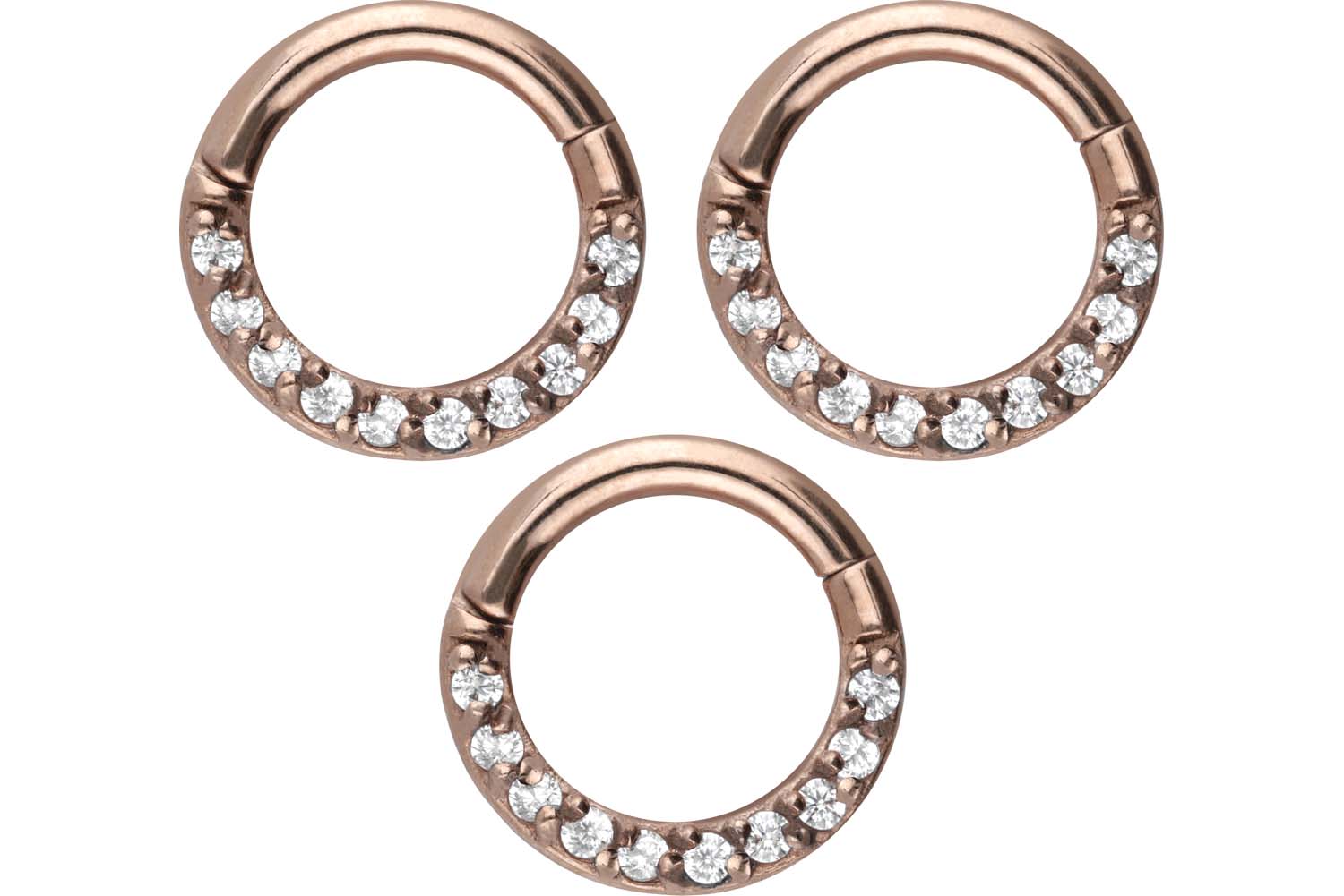 SET Chirurgenstahl Segmentring Clicker Piercing EINGEFASSTE KRISTALLE